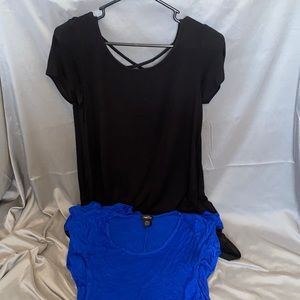 Short sleeve flowy dress Bundle, blue/black